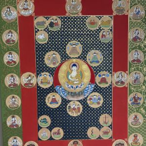 星供曼荼羅　絹に彩色截金（70㎝ x 90㎝）