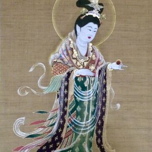 吉祥天　麻布に彩色截金（53㎝ x 90㎝）